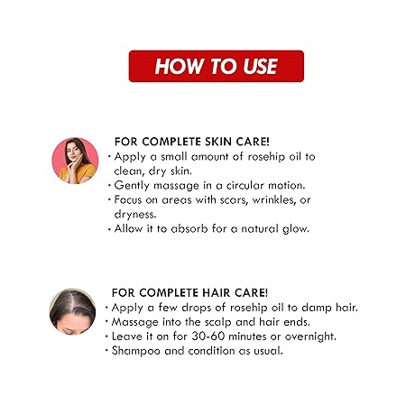 Rosehip Seed Oil - Natural Moisturizer for Radiant Skin, Face & Hair