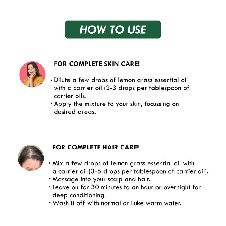 Lemongrass Essential Oil for Skin & Hair