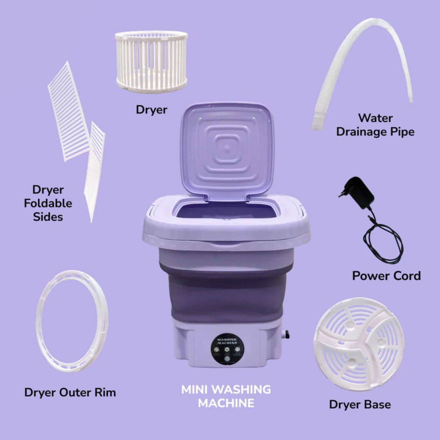 Portable Washing Machine, Foldable Washer and Dryer Combo (1 Set / Mix Color)